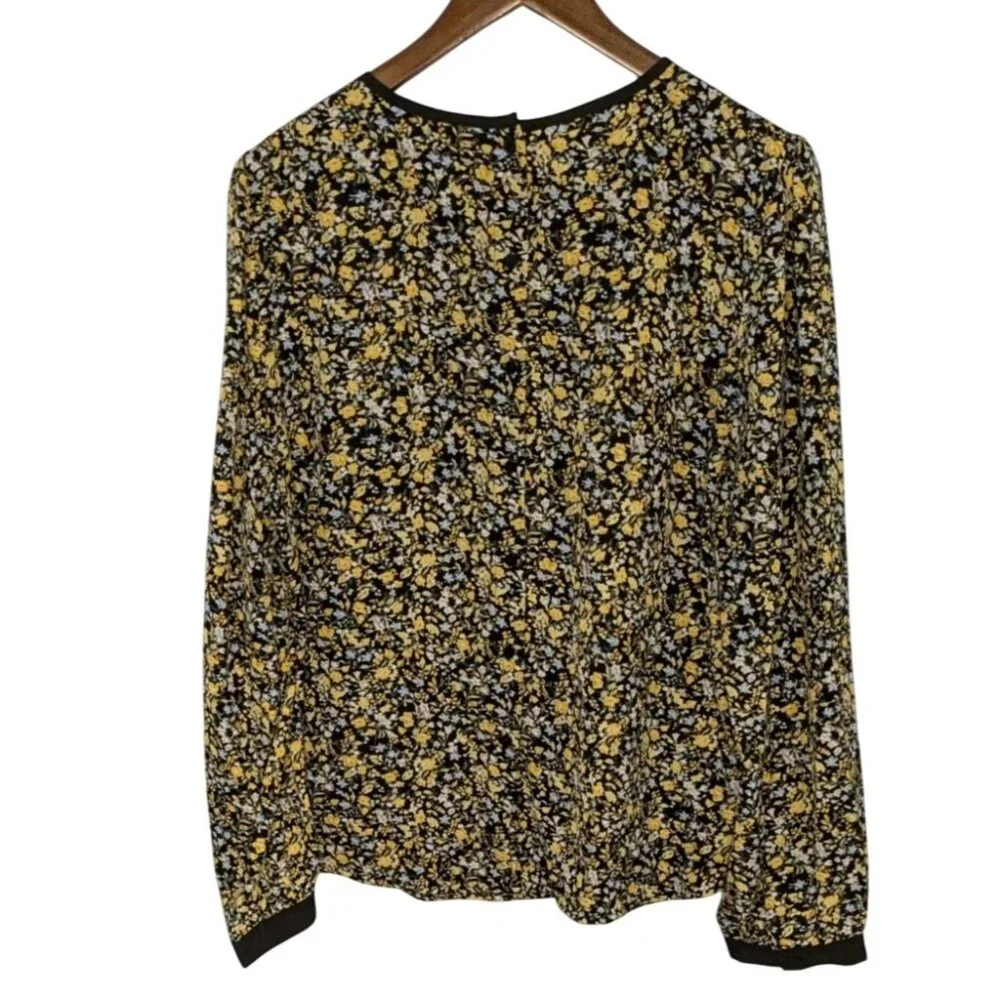 Allegra K Womens Floral Long Sleeve Top XL Black/Yellow/Blue - Picture 6 of 11